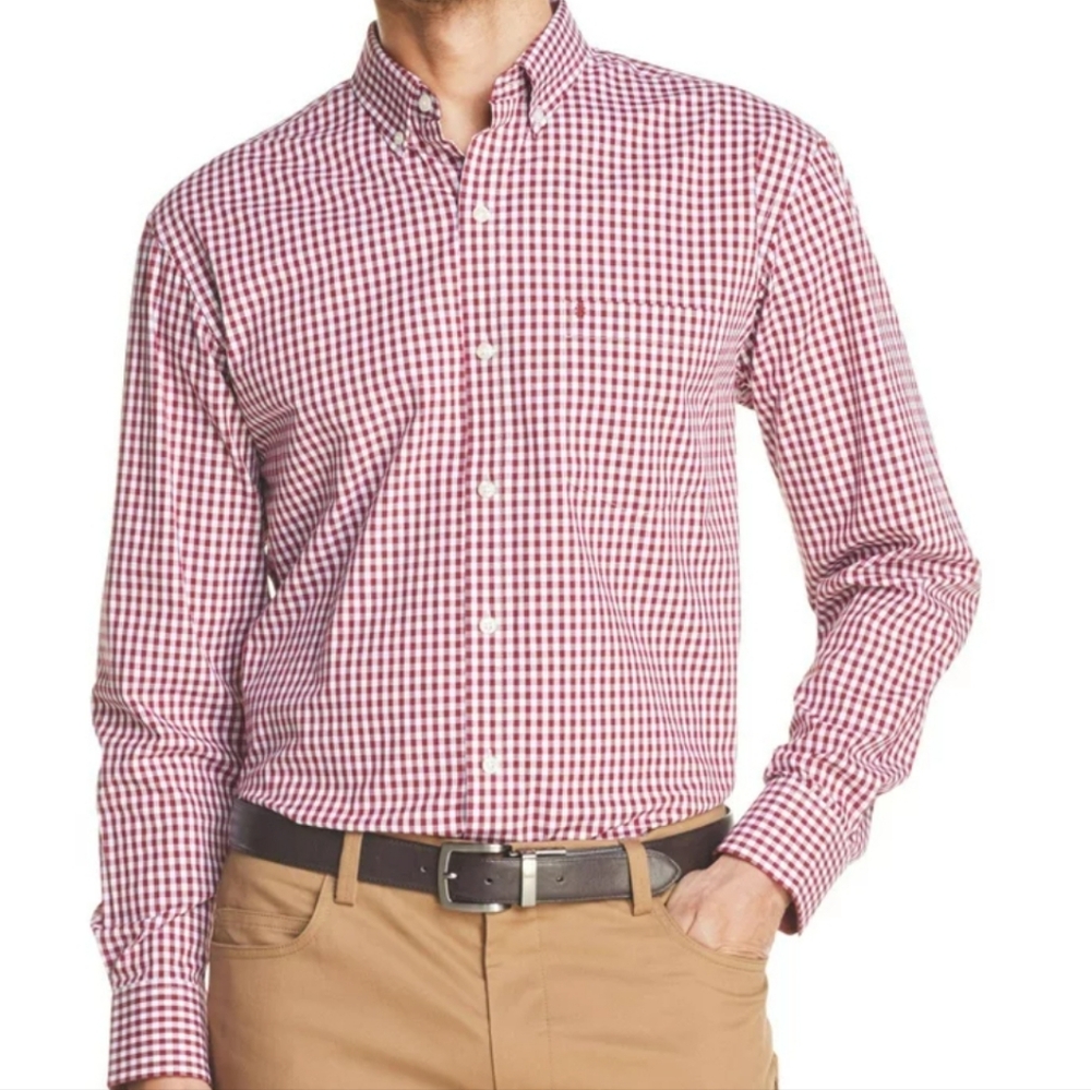 Izod Premium Essentials Checked Long Sleeve Button Down Shirt